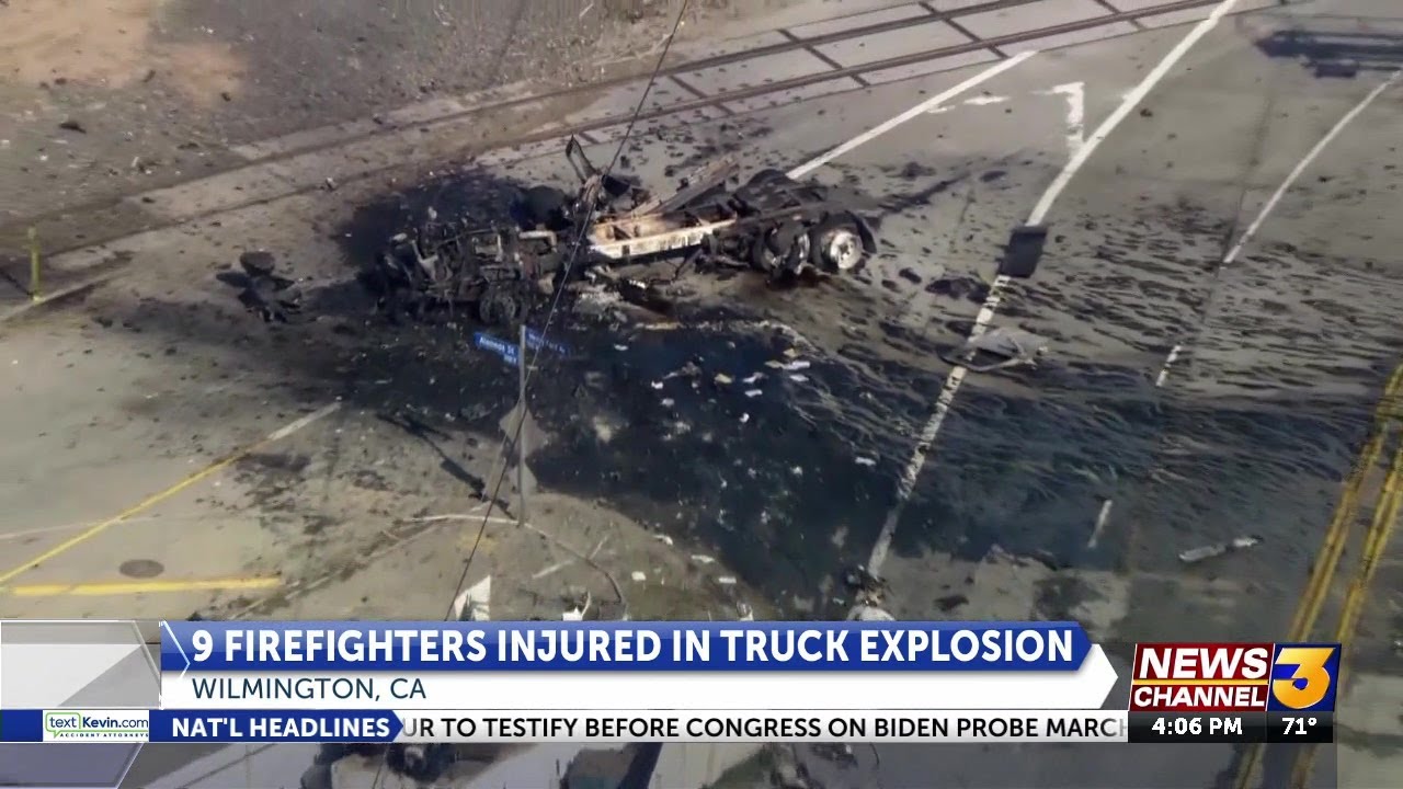 9 Los Angeles firefighters hurt in semi-truck explosion - YouTube