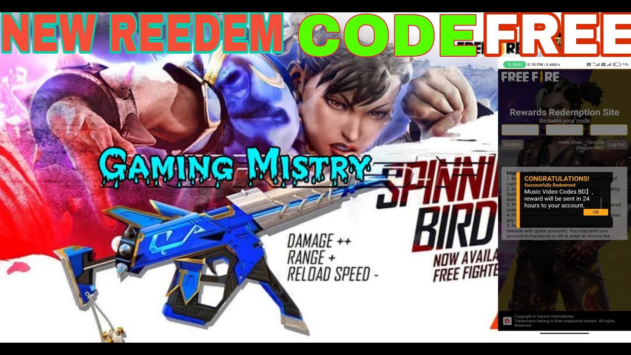 MP5 Gun Skin Redeem Code Today | how to get free redeem code in Free Fire | New Redeem Code Today 😱