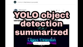 YOLO object detection summarized