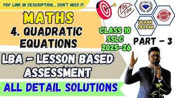 Part -3 SSLC 10th LBA MATHS QUADRATIC EQUATIONS Lesson Based Assessement All DETAIL KEY ANSWERS