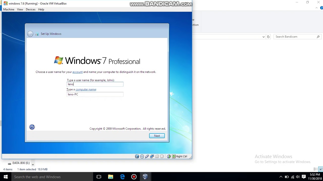 Tutorial install windows 7 di virtual box - YouTube