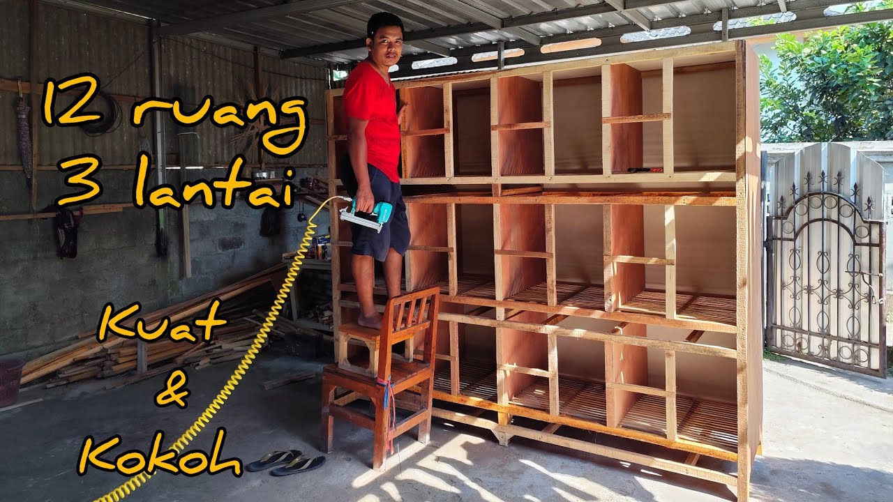 Kali ini saya membuat kandang ayam 12 kotak 3 lantai yang kokoh dan bagus 