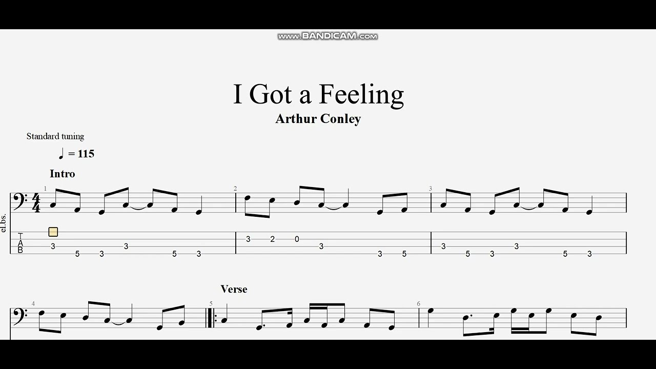 Arthur conley i got a feeling bass tab youtube