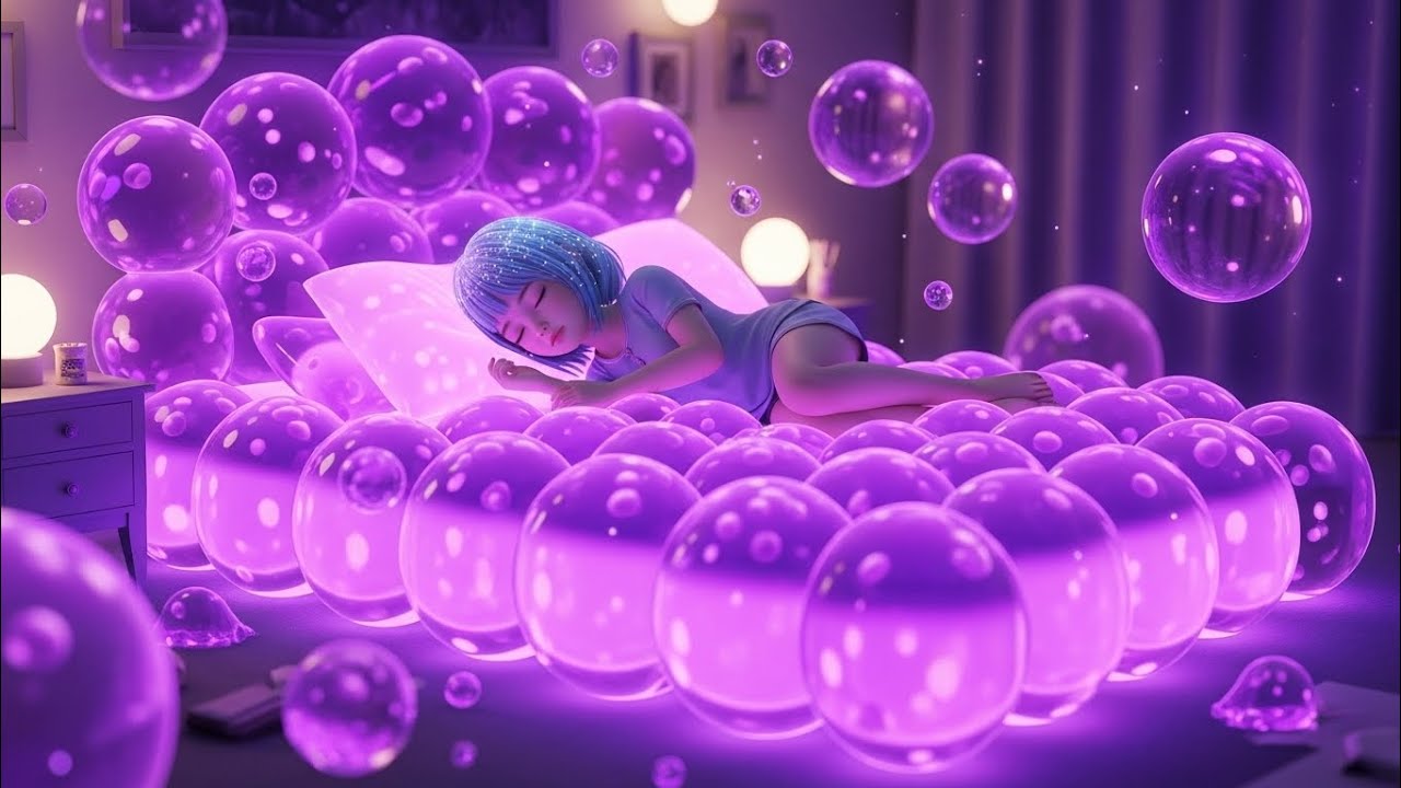 Asmr : AI Girl Sleeps on a Grape Bubble Bed 🍇 | Satisfying Dream ASMR Aesthetic”