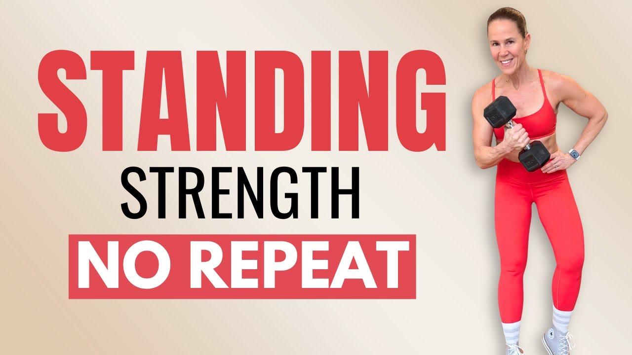 30 Min Standing Full Body Strength & Cardio No Repeat | No Jumping ...