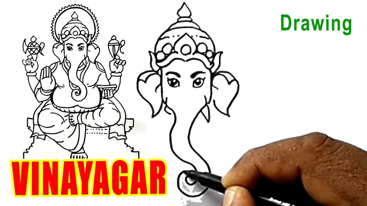 VINAYAGAR DRAWING Easy step by step drawing BALAJ ART ...