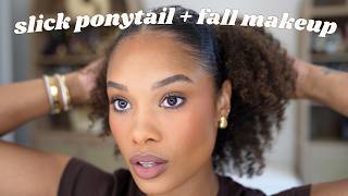 get ready with me ♥ slick curly hair ponytail + easy fall makeup
