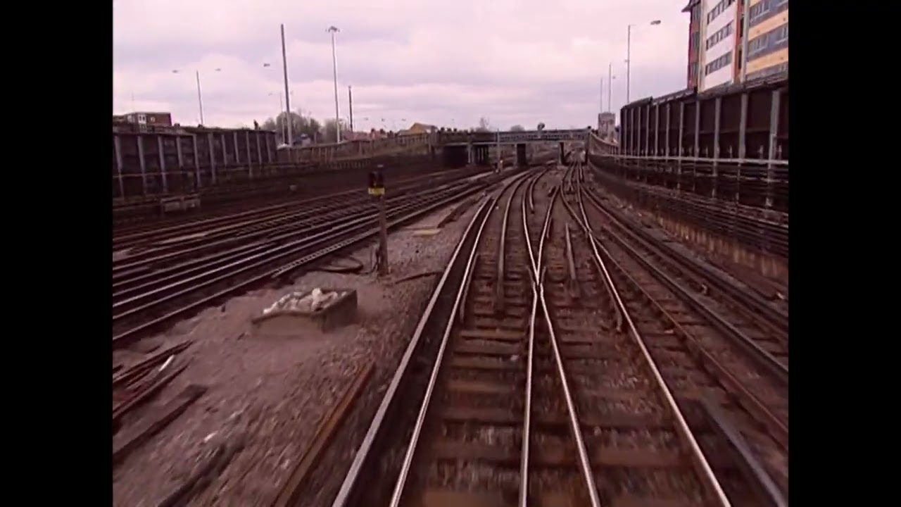 Cab ride Train Drivers eye View Metropolitan Line Moves at Harrow-on-the-Hill A Stock