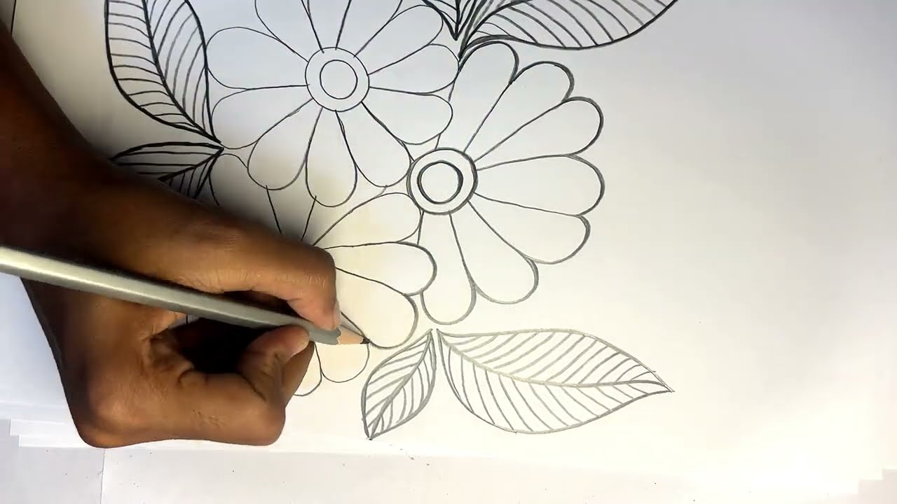Flower Alpona Art Step by Step | Bengali Alpana