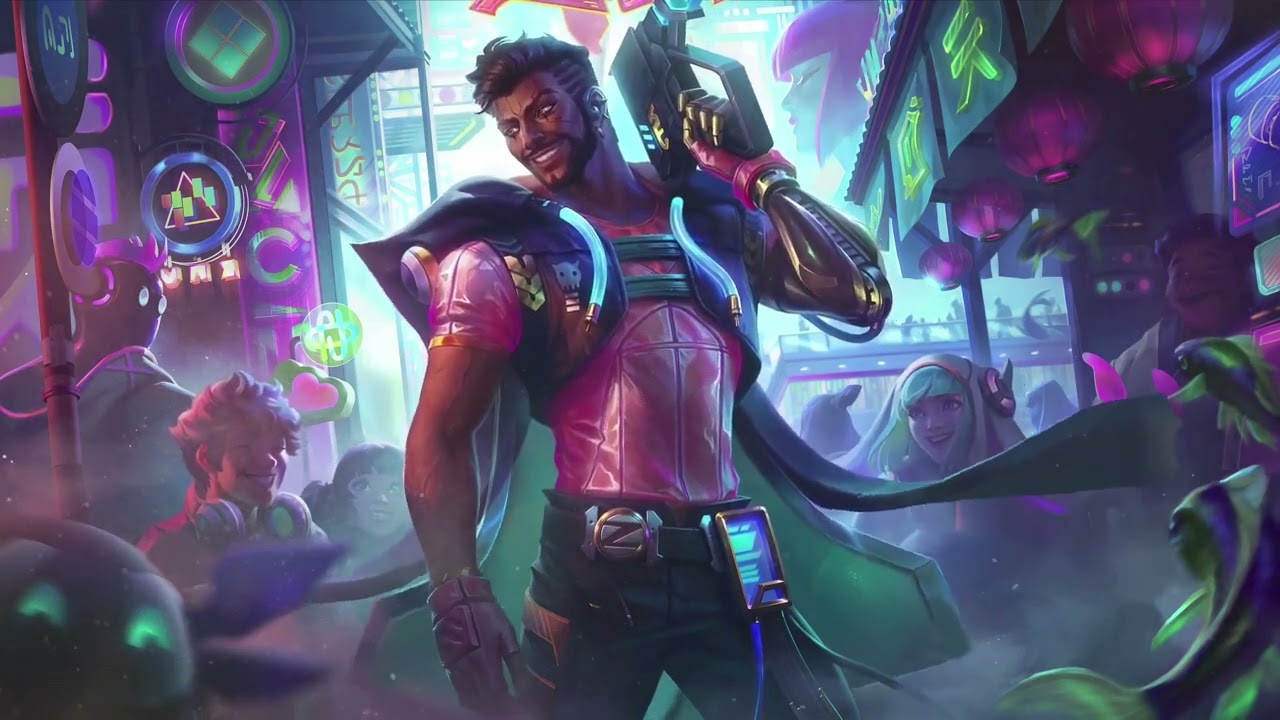 Cyber Pop Akshan login screen animation (League of Legends)