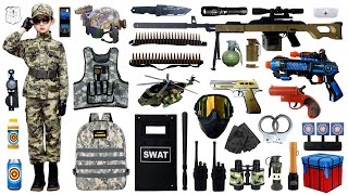 Unboxing special forces toy gun set, PKM machine gun, armed helicopter, tactical helmet