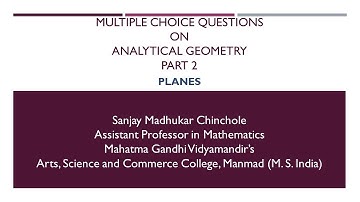 Multiple Choice Questions (MCQ) on Analytical Geometry of Three Dimensions (Planes)