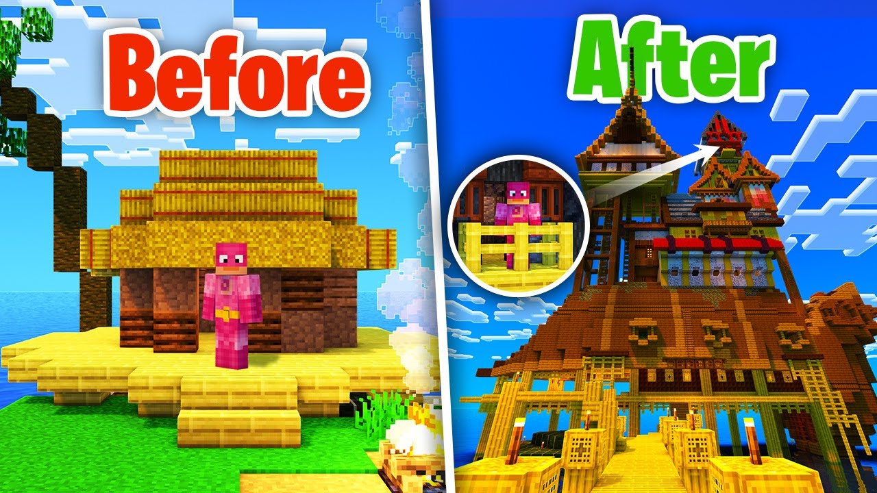 I TRANSFORMED My Deserted Island in SURVIVAL Minecraft - YouTube