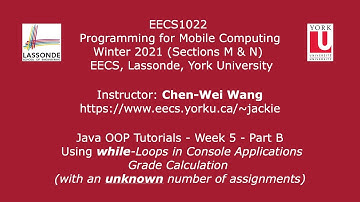 [HD] EECS1022 W21 - Java Tutorials - Week 5 - Part B - Using while-Loops in Console Applications