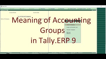 Meaning of Accounting Groups & Sub groups in Tally.ERP 9 | Tamil