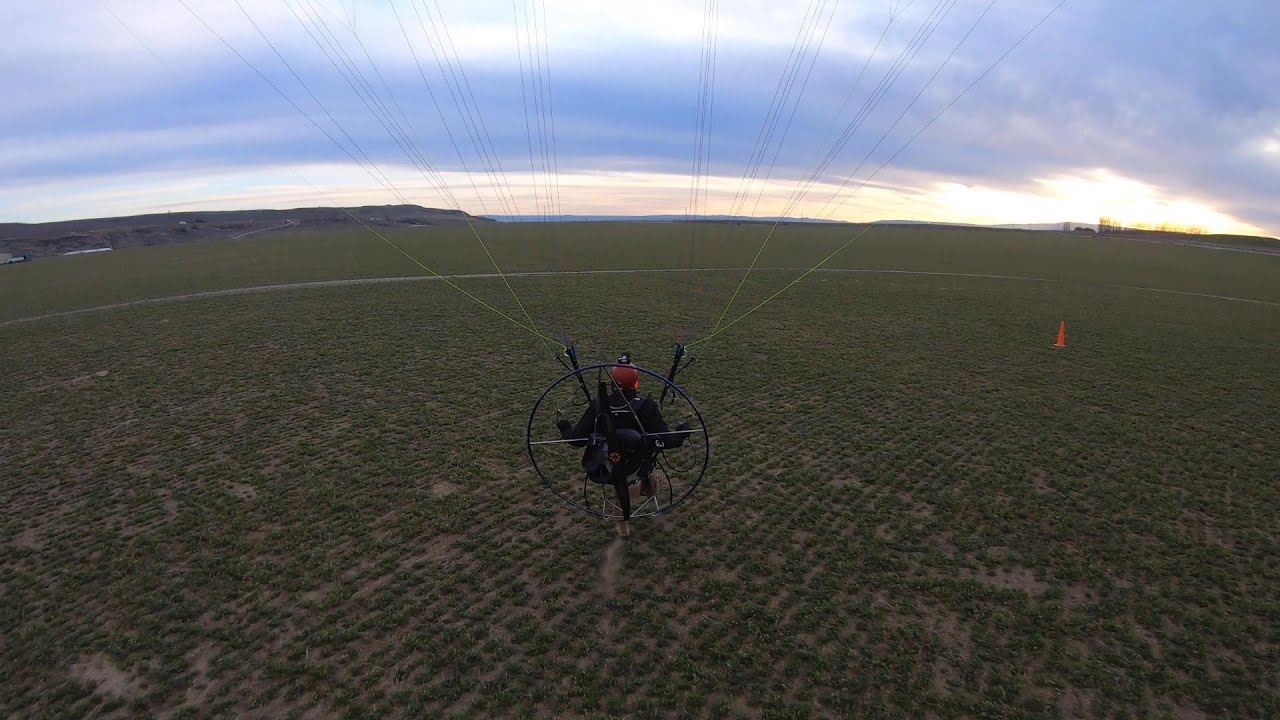 Chase cam paramotor landing practice & a low pass YouTube