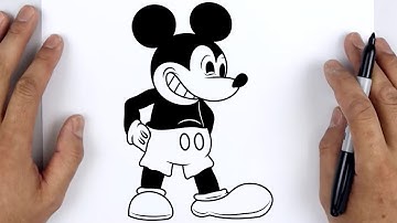 HOW TO DRAW SUICIDE MOUSE (MICKEY MOUSE) HD | Friday Night Funkin (FNF) - Easy Step By Step Tutorial