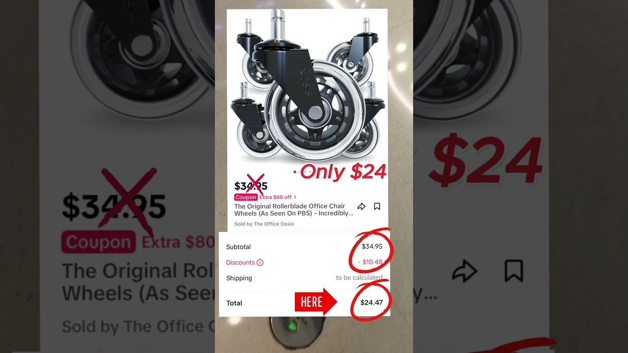 Quiet & smooth rolling chair wheels - only $24!