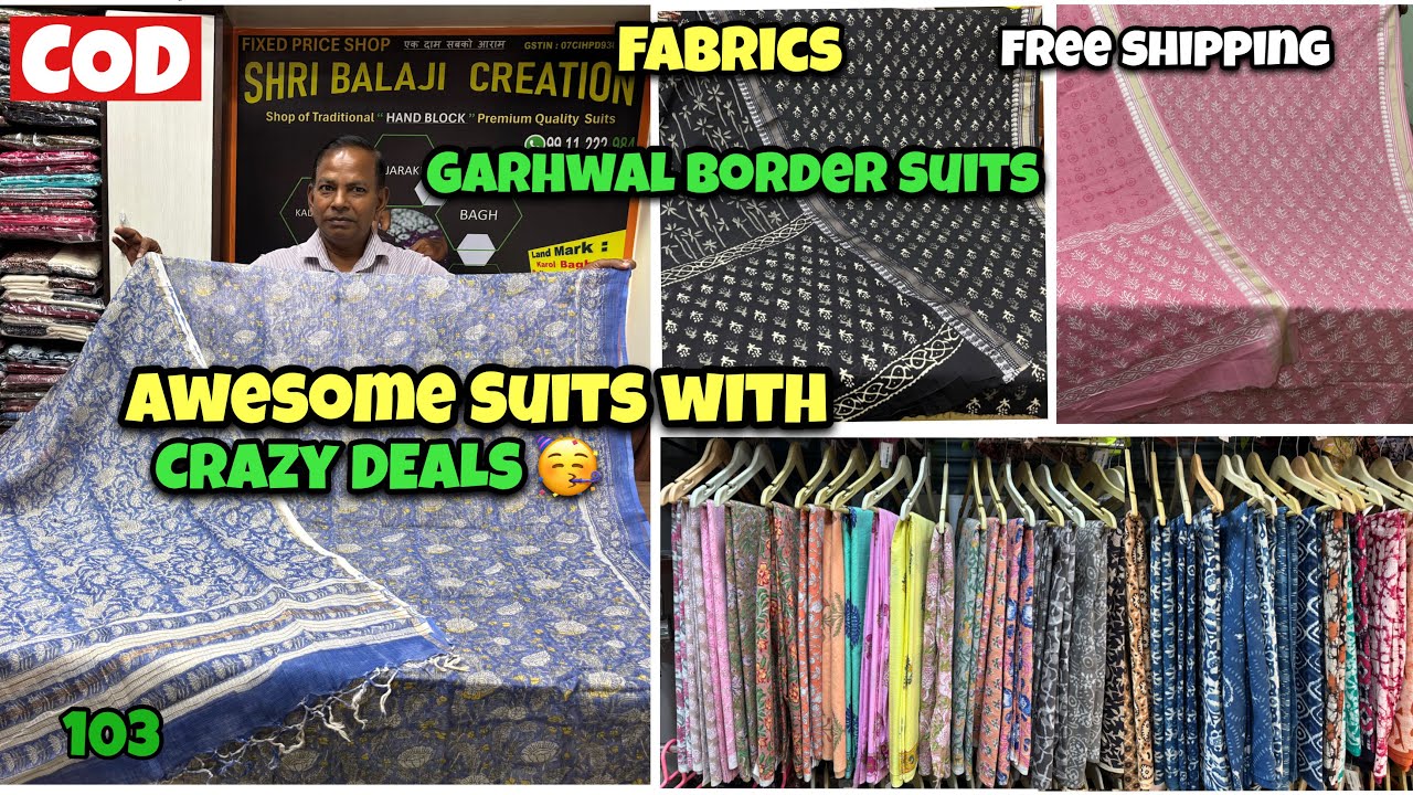 Garhwal Border, Kota Doriya, Cotton Hand Block Suits & Fabrics Latest Collection | Shwetadhiraj