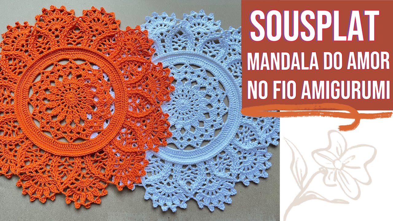 Americano / Sousplat de crochê mandala do amor no fio amigurumi, por @Luzia Figueiredo Crochê