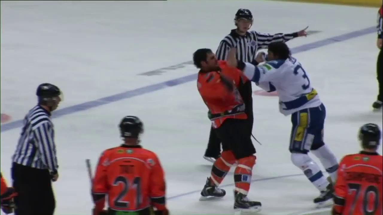 Benn Olson vs Shawn Limpright / Drew Fata EIHL fights 19113 YouTube
