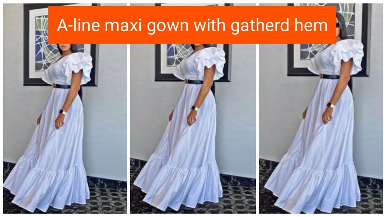 How to cut and sew an A-line gown with gathered hem How to cut and sew an A-line gown with gathered hem