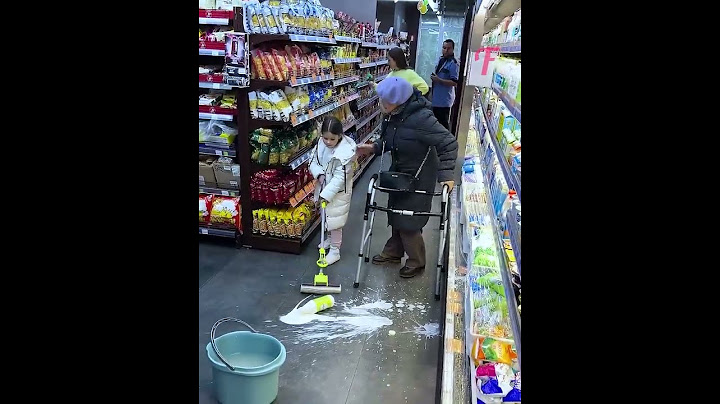 Elderly woman accidentally breaks milk bottle in store #shorts