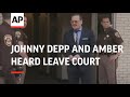 Johnny Depp and Amber Heard leave court after Heard's second day of testimony, Depp jokes screaming