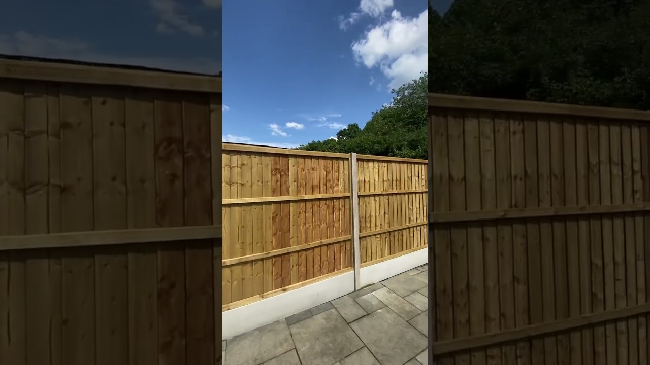 Installation of brand new featheredge fence panels with concrete posts and gravel boards