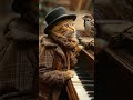 Bird is chirping on cat and cat is playing piano #ai #animation #cat #funny #cute #entertainment
