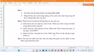 Bài tập và thực hành 9 Microsoft Access Tin học 12 Bài thực hành tổng hợp - CSDL Học Tập