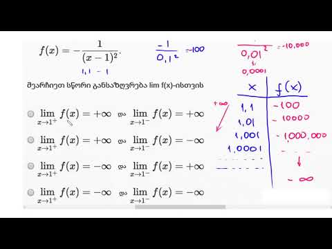 უსასრულო ზღვრების გაანალიზება: რაციონალური ფუნქცია