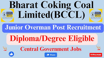 BCCL JUNIOR OVERMAN JOBS NOTIFICATION 2023 FOR 77 POSTS || APPLICATION FORM || VACANCYGATE ||