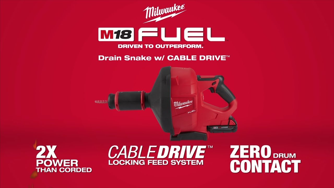 Milwaukee 2772A-21 M18 Fuel Drain Snake /w Cable Drive Kit