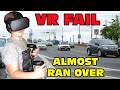 Kid Walks Into Street With VR Headset - Almost Gets Ran Over! VRChats Fail