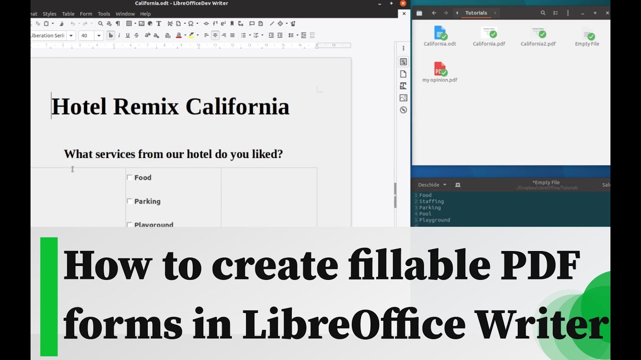 How to create fillable PDF forms in LibreOffice Writer