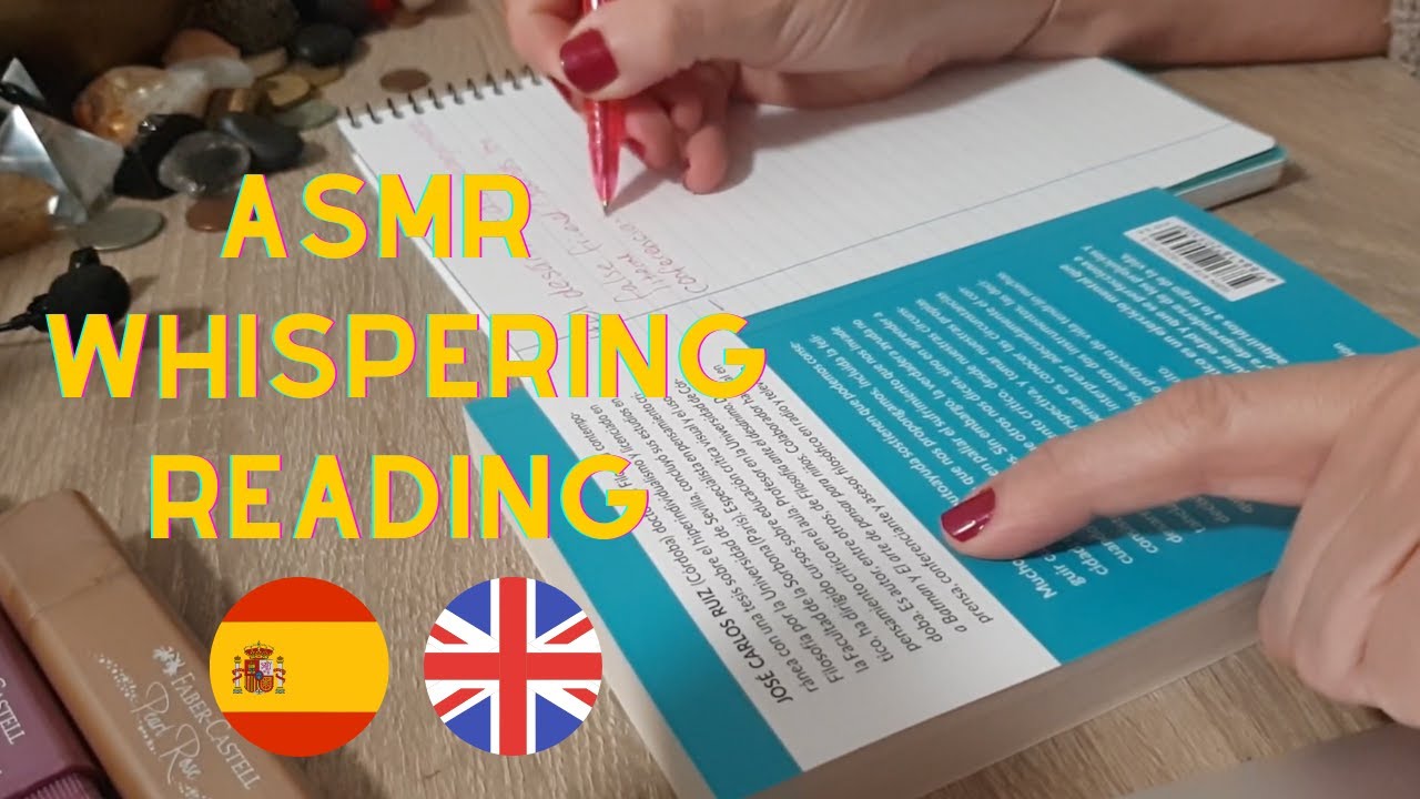 asmr🤫🇪🇦🇬🇧 whispering reading📕 Spanish & English writing& highlighter