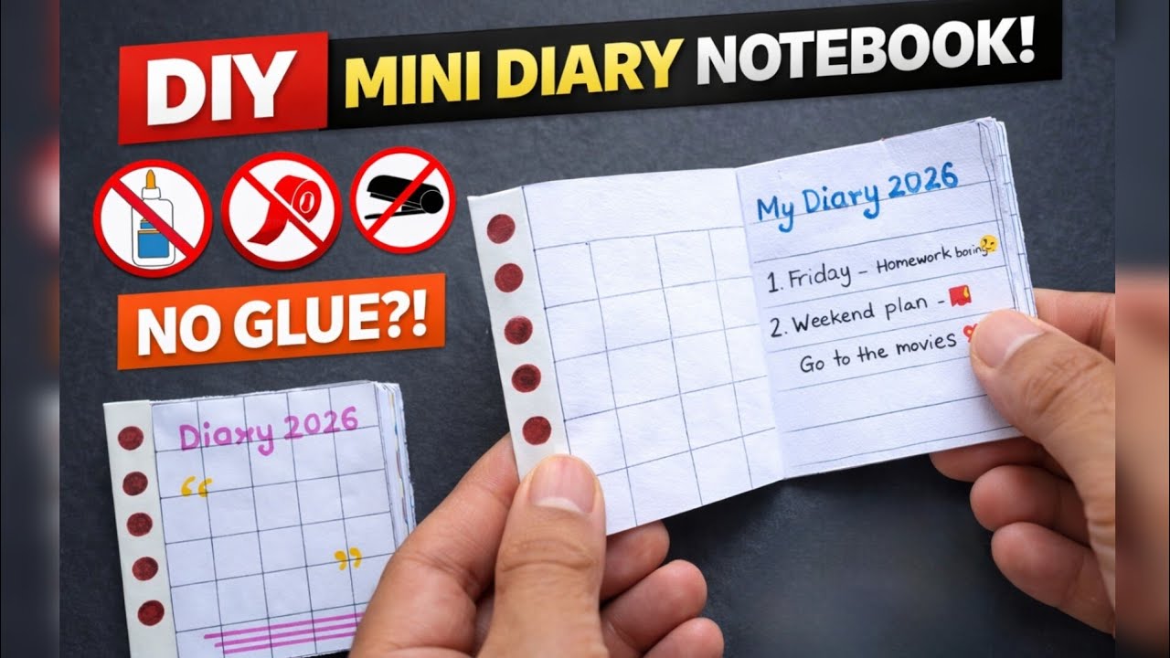 How to make a mini Notebook Diary Out of Paper // Homemade Diary Journal // Paper Crafts Notebook 😊