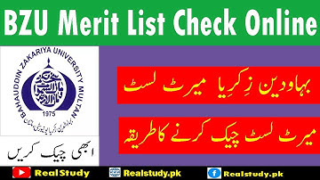 BZU Merit List 22 Check Online