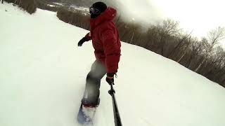 Super Oleg snowboarding in Wildcat, New Hampshire