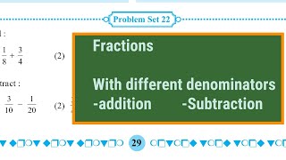 5 Std Math - 5sept, Problem Set 22, Addition Of Fractions