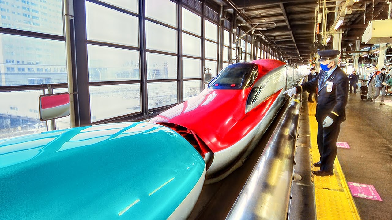 Very rare Shinkansen train coupling and uncoupling scene! Traveling on