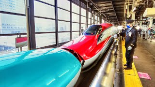 Very rare Shinkansen train coupling and uncoupling scene! Traveling on the Tohoku in the snow.