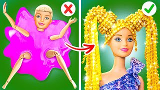💰 BROKE VS RICH DOLL MAKEOVER 🩷 New Awesome Hairstyle for Barbie 💇‍♀️ Tiny DIYs by 123 GO! HACKS