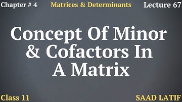 Class 11 Maths | Lecture 67 | Chapter 4 | Minors and Cofactors of Elements of a Matrix