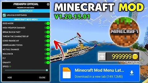 Minecraft Mod Menu v1.20.15.01 | Unli Minecoins, God Mode, Unlock All Skins