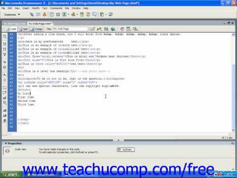HTML Tutorial Numbered Ordered Lists Training Lesson 6.1