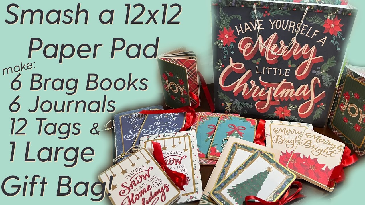 Smash a whole 12x12 Paper Pad with me! Make 6 Brag Books, 6