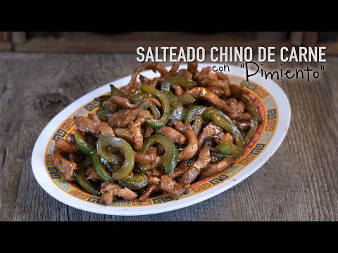 Salteado Chino de carne con pimiento verde