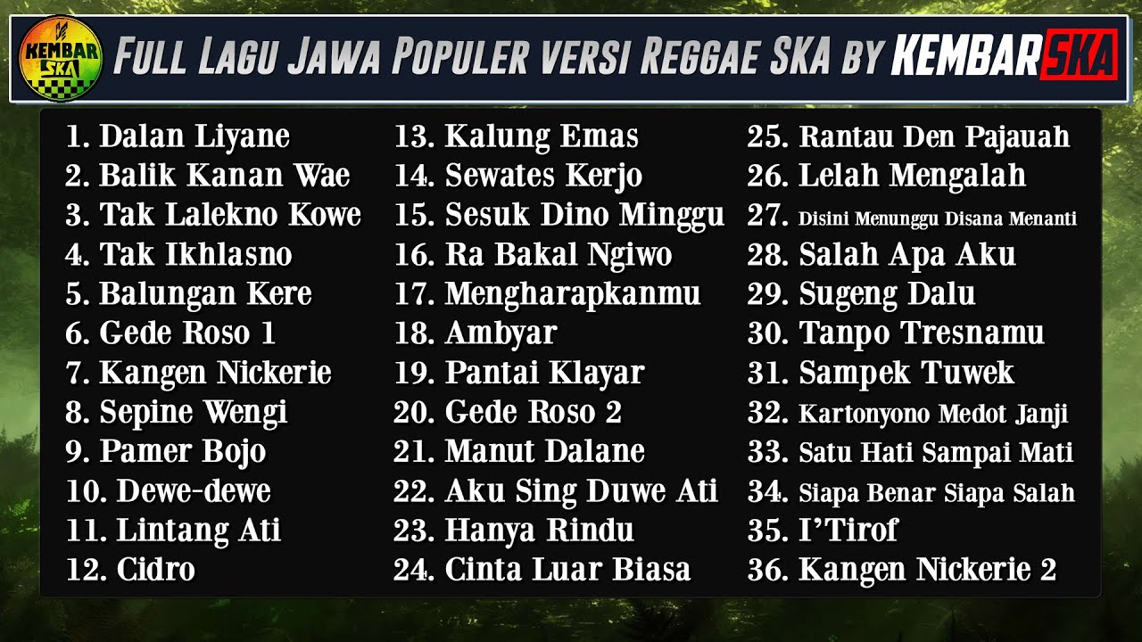 Full Album Lagu Jawa Reggae SKA Version by Kembar SKA ( Dalan Liyane – Balik Kanan Wae )